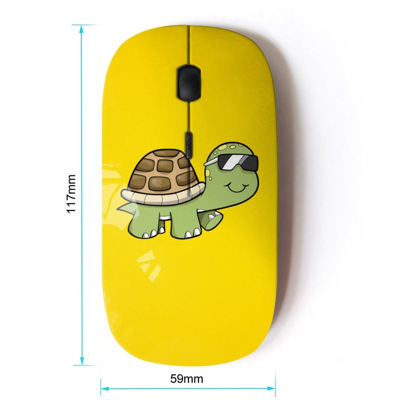 KOOLmouse [ Optical 2.4G Wireless Mouse [ Turtle Cool Summer Yellow Sun Glasses Art ] - Image 2